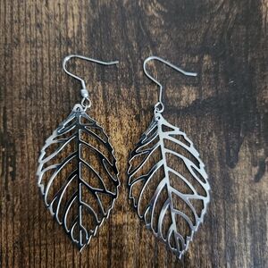 Silver Leaf Dangle Earrings